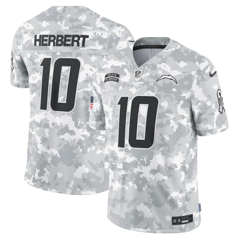 Men Los Angeles Chargers 10 Herbert Nike Arctic Camo 2024 Salute to Service Limited NFL Jersey